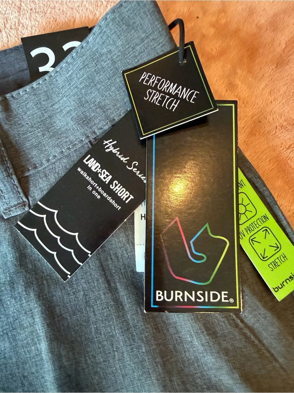 burnside Men's Charcoal Flat-Front Swim Shorts